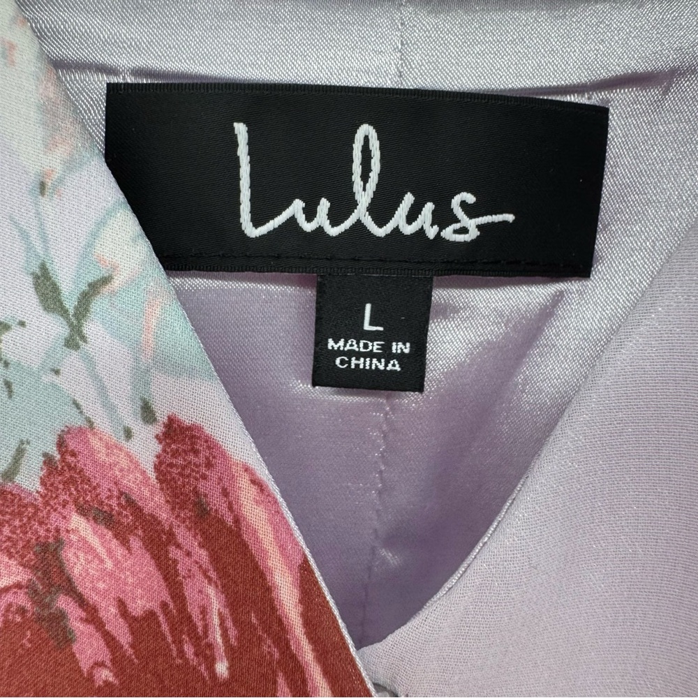 Lulu's Dusty whimsy boho wedding cottagecore Pink Floral wrap Dress large - Picture 5 of 5